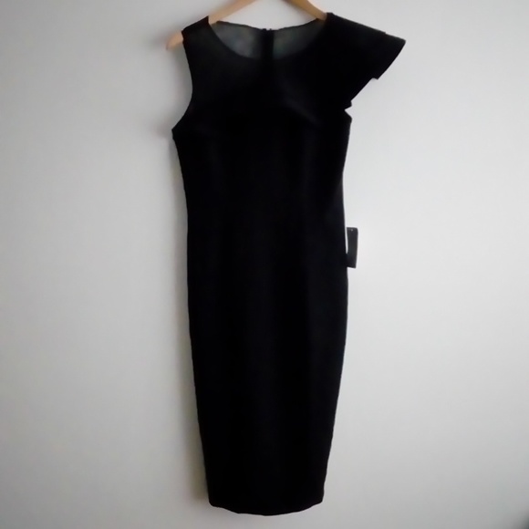 ELIZA J Ruffle Neck Crepe Cocktail Dress - Picture 4 of 6